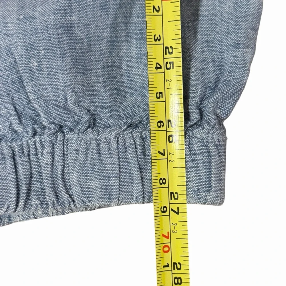 Athleta Cabo Linen Joggers Blue Chambray Women's Size‎ 4 Drawstring Zip Pockets - Picture 10 of 10